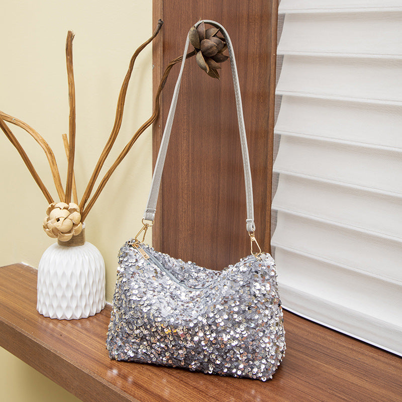 Simple Korean Style Popular Niche Sequin Fashion One Underarm Women's Shoulder Bag