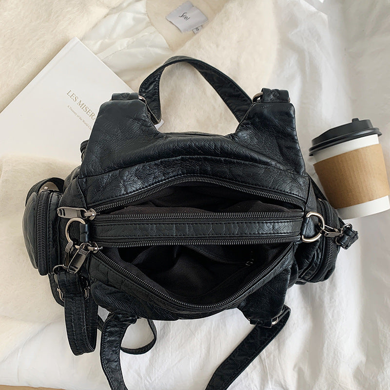 Women's Retro Fashion Multipurpose Simple Washed Soft Shoulder Bags