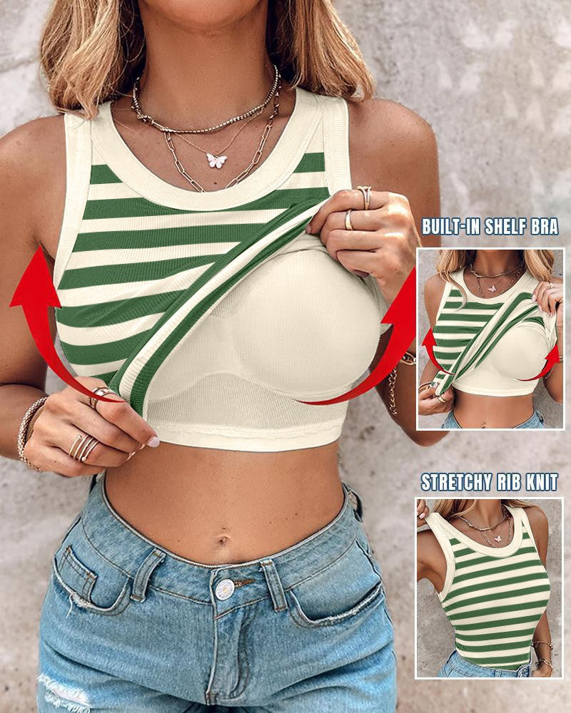 Summer With Bra Round Neck Solid Color Female Tops