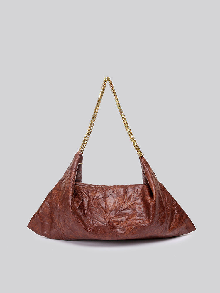 Women's Underarm Fashion Embossed Wrinkled Leather Retro Bags