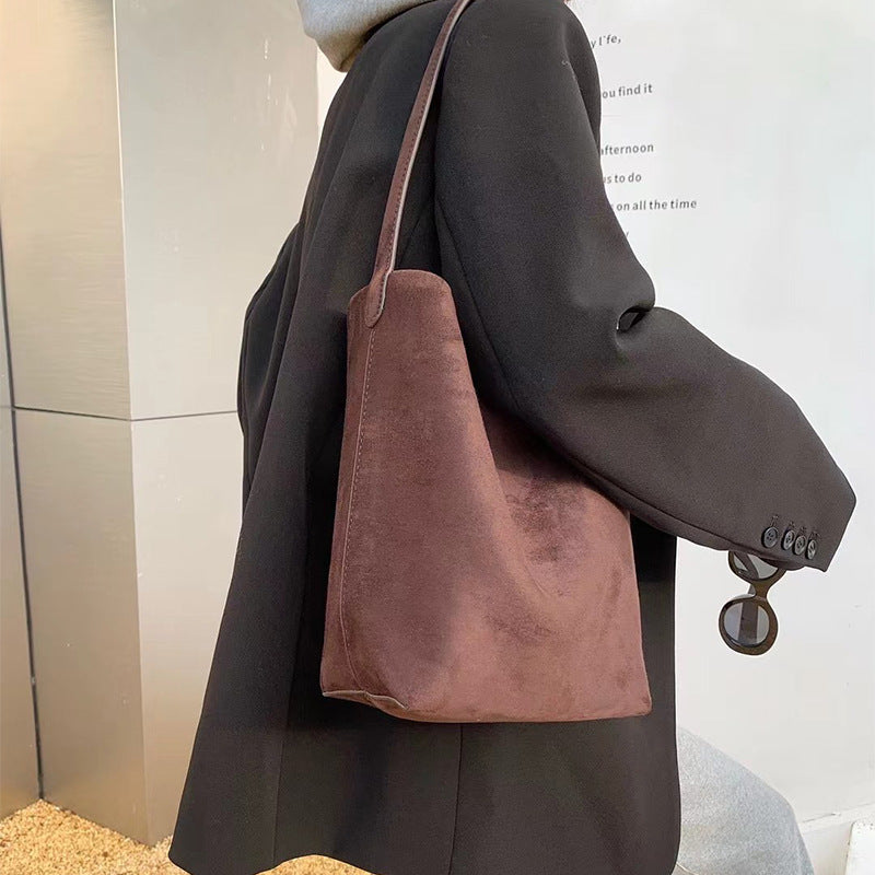 Women's Suede For Idle Style Cowhide Leather Handbags