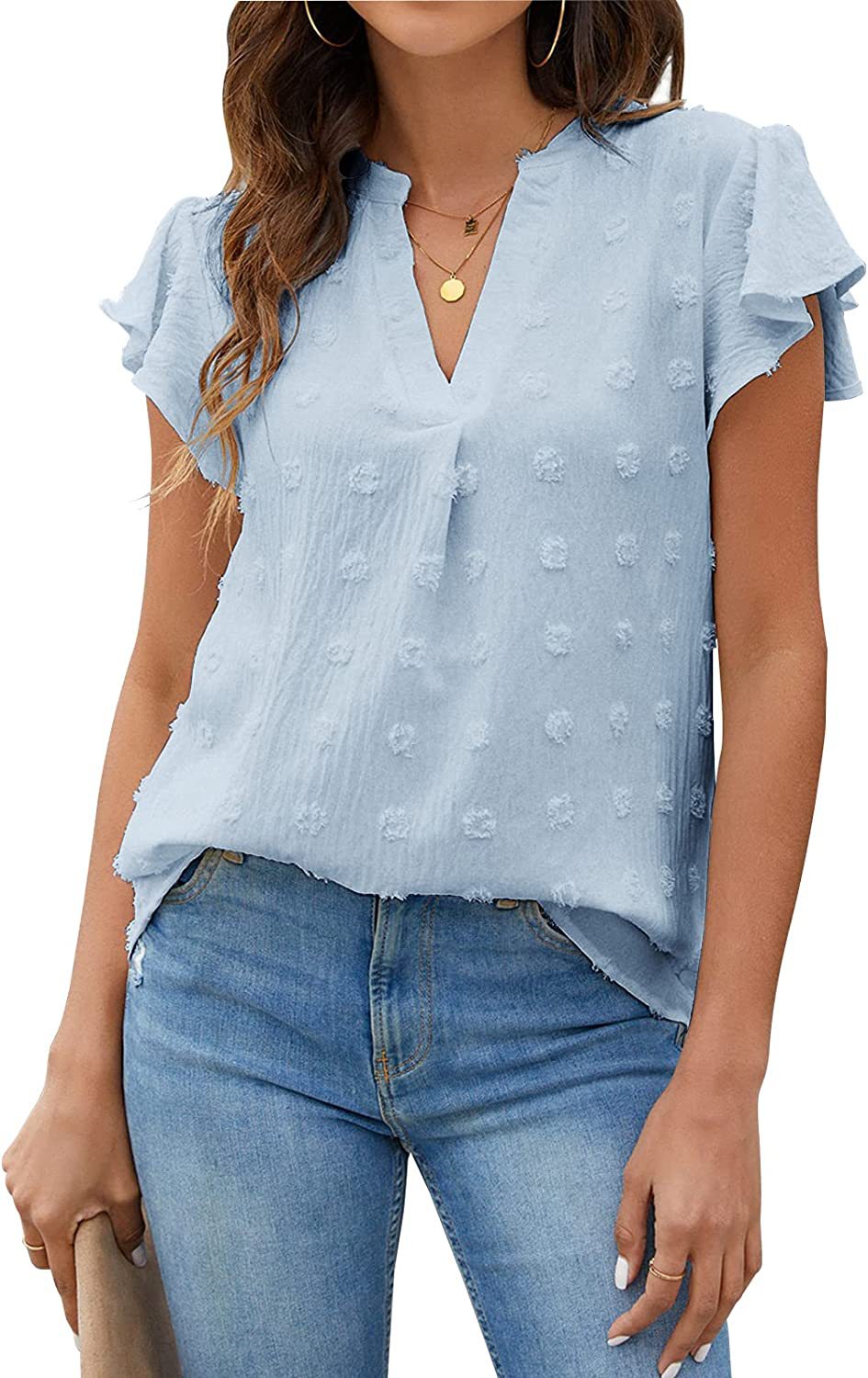 Women's Shirt Ruffled Elegant Chiffon Summer Blouses