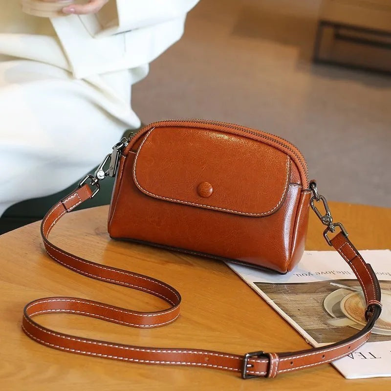 Women's Leather Korean Style Niche Western Mobile Crossbody Bags