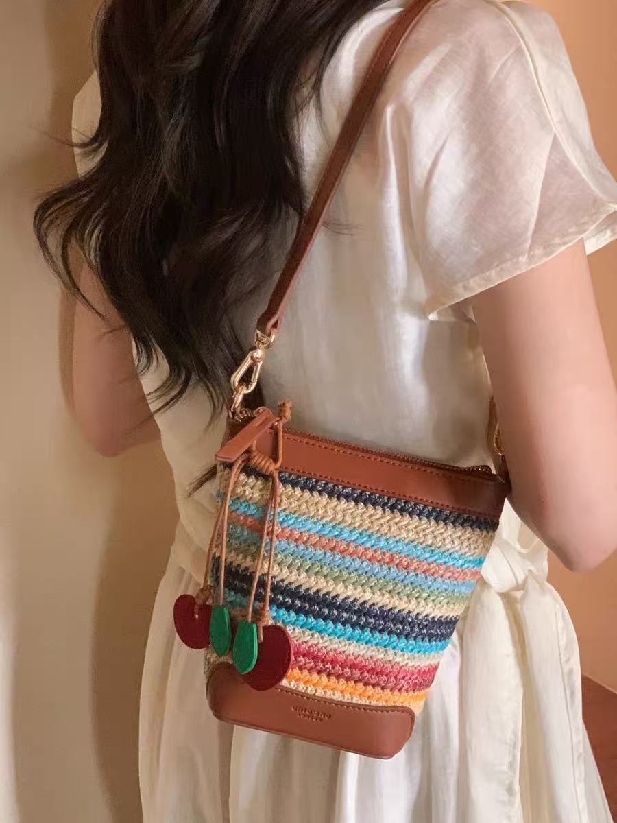 Women's South Wind Sunshine Summer Woven Underarm Shoulder Bags