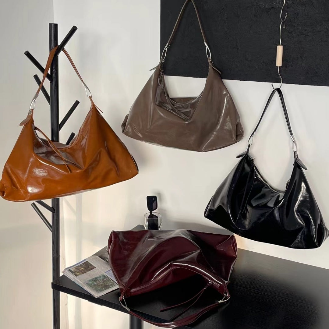 Women's Oil Wax Leather Western Style Versatile Handbags