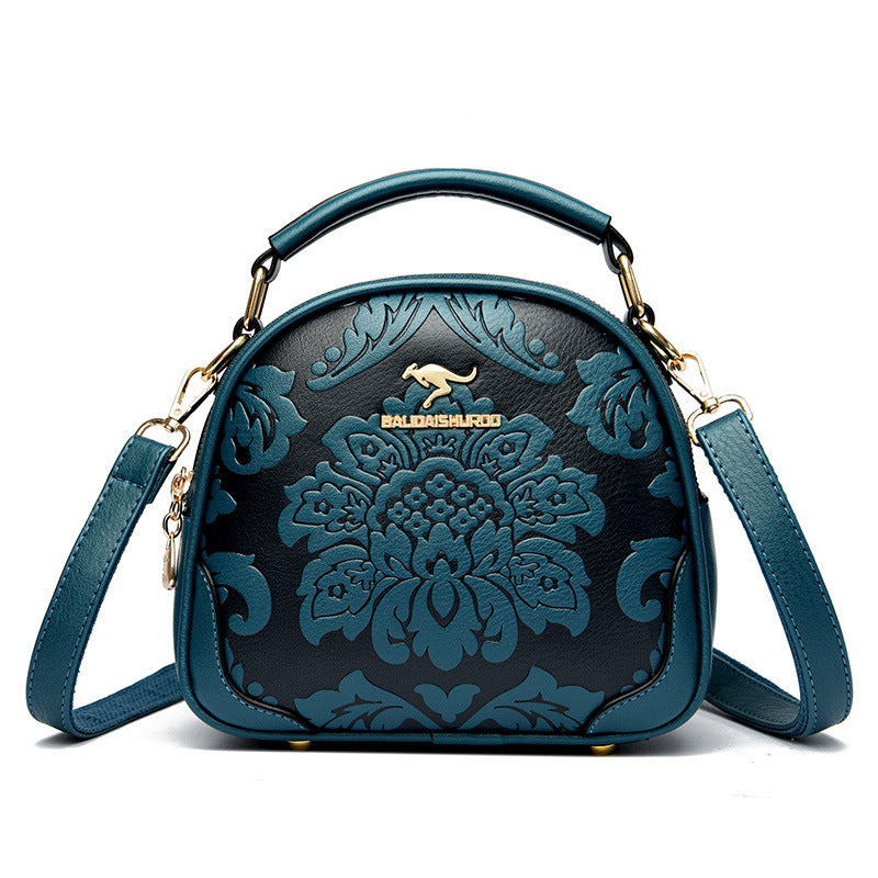 Women's Style Simple Round Ethnic Embossed Mother Crossbody Bags