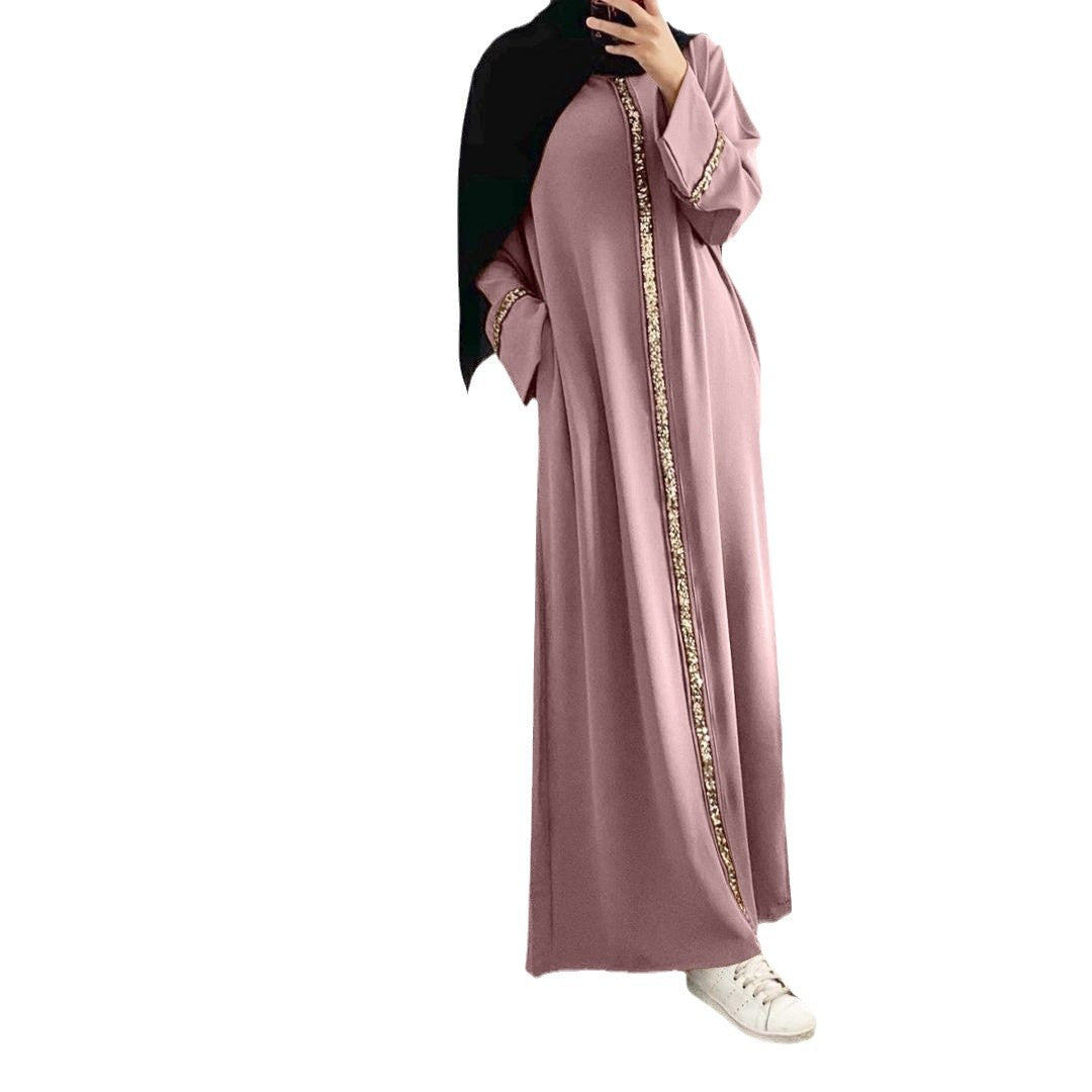 Women's Wear Robe Stitching Trim Sequins Dress Clothing