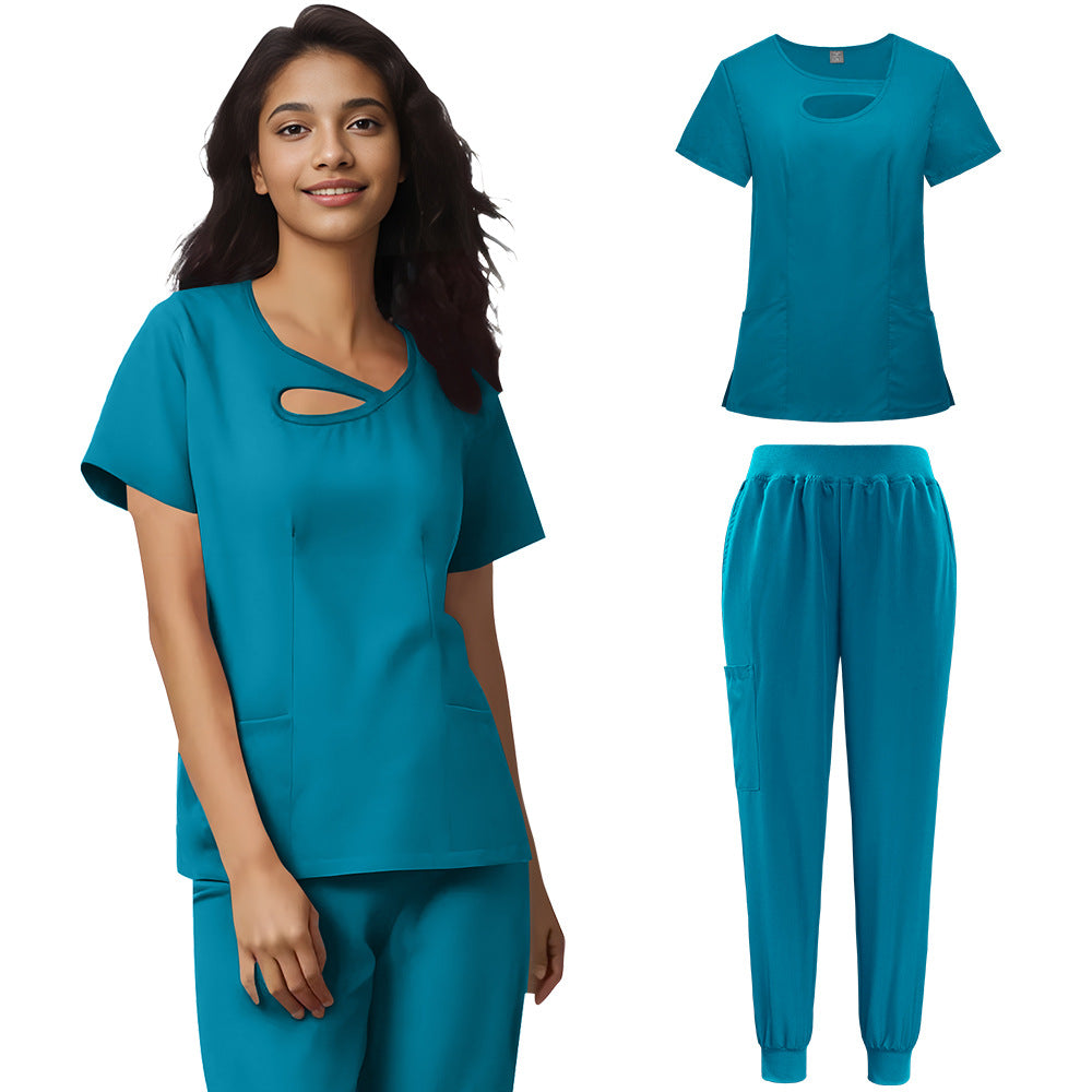 Women's Sexy Cutout Medical Uniforms Solid Color Uniform