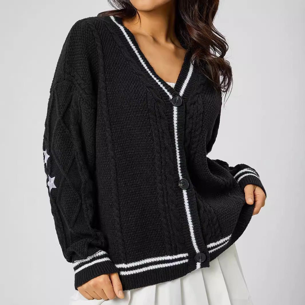 Women's Knitted Embroidered Temperament Loose Casual Outer Sweaters
