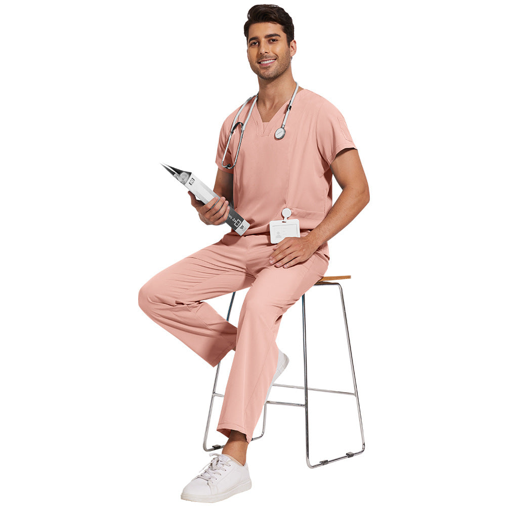 Men's Solid Color Thin Casual Comfortable Short-sleeved Trousers Uniform