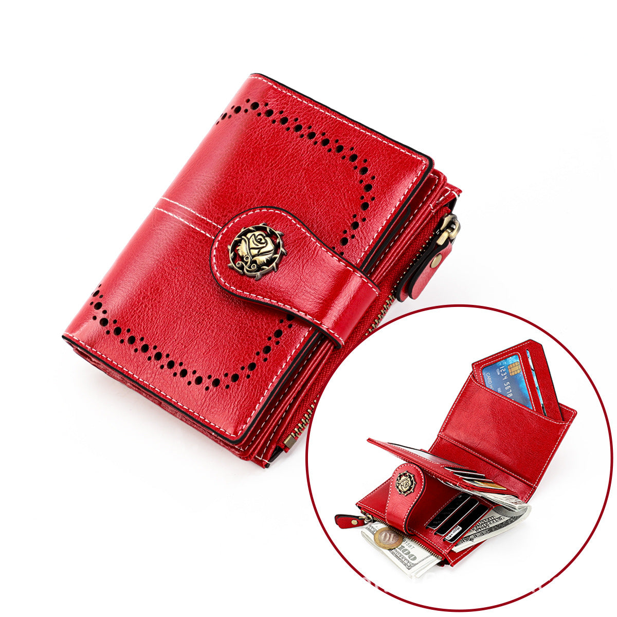 Women's Style Leather Cowhide High-grade Short Ladies Wallets