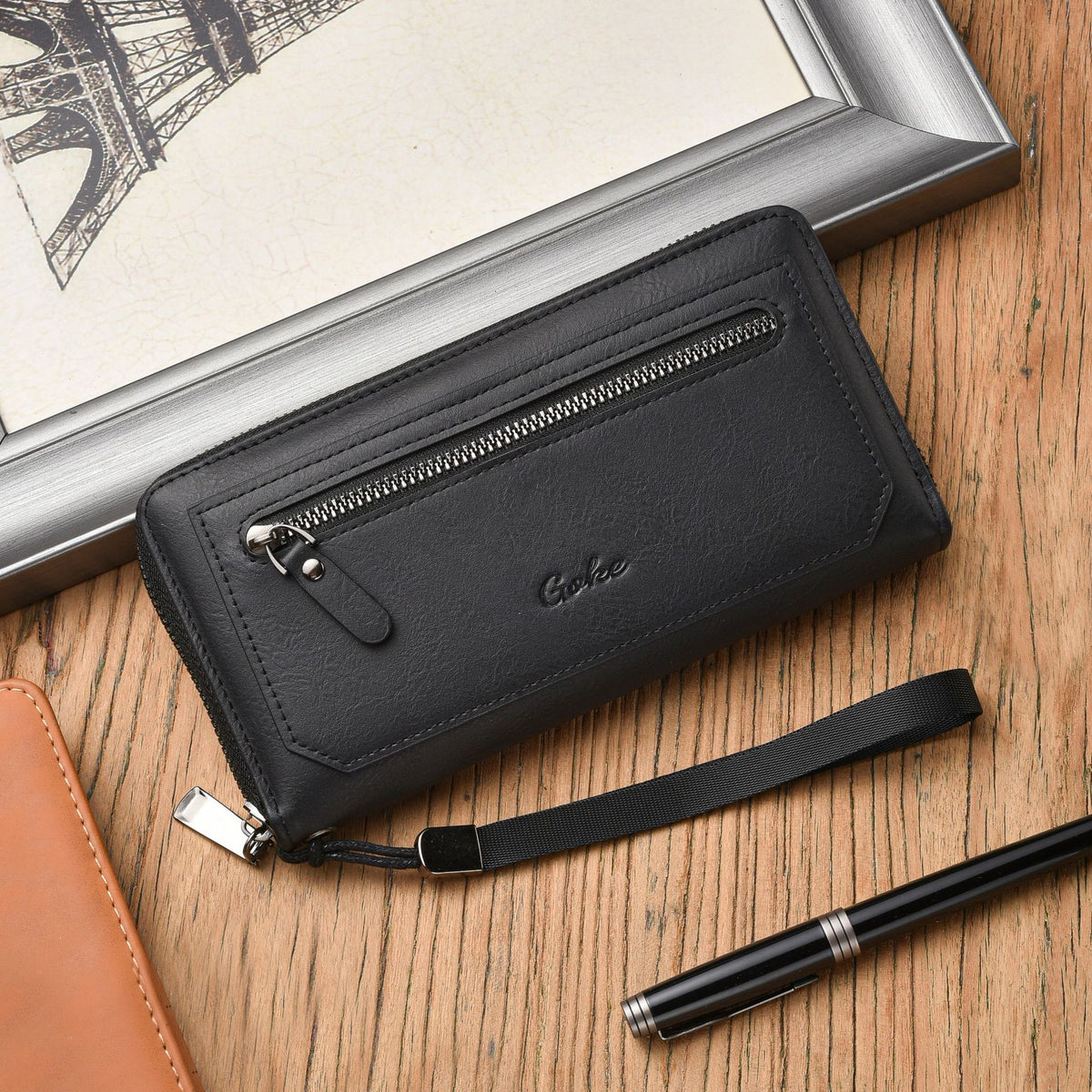 Men's Long Large Capacity Multiple Slots Zipper Document Men's Wallet