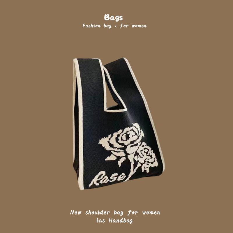 Women's Hand Carrying Box Lunch Contrasting Color Bucket Bags
