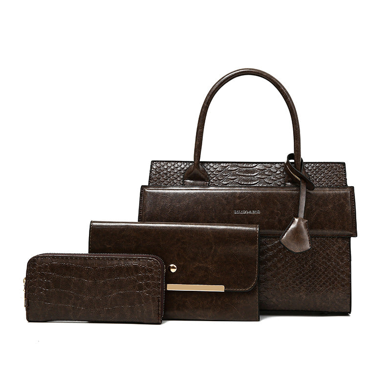 Women's Urban Simple Crocodile Pattern Embossed Portable Handbags