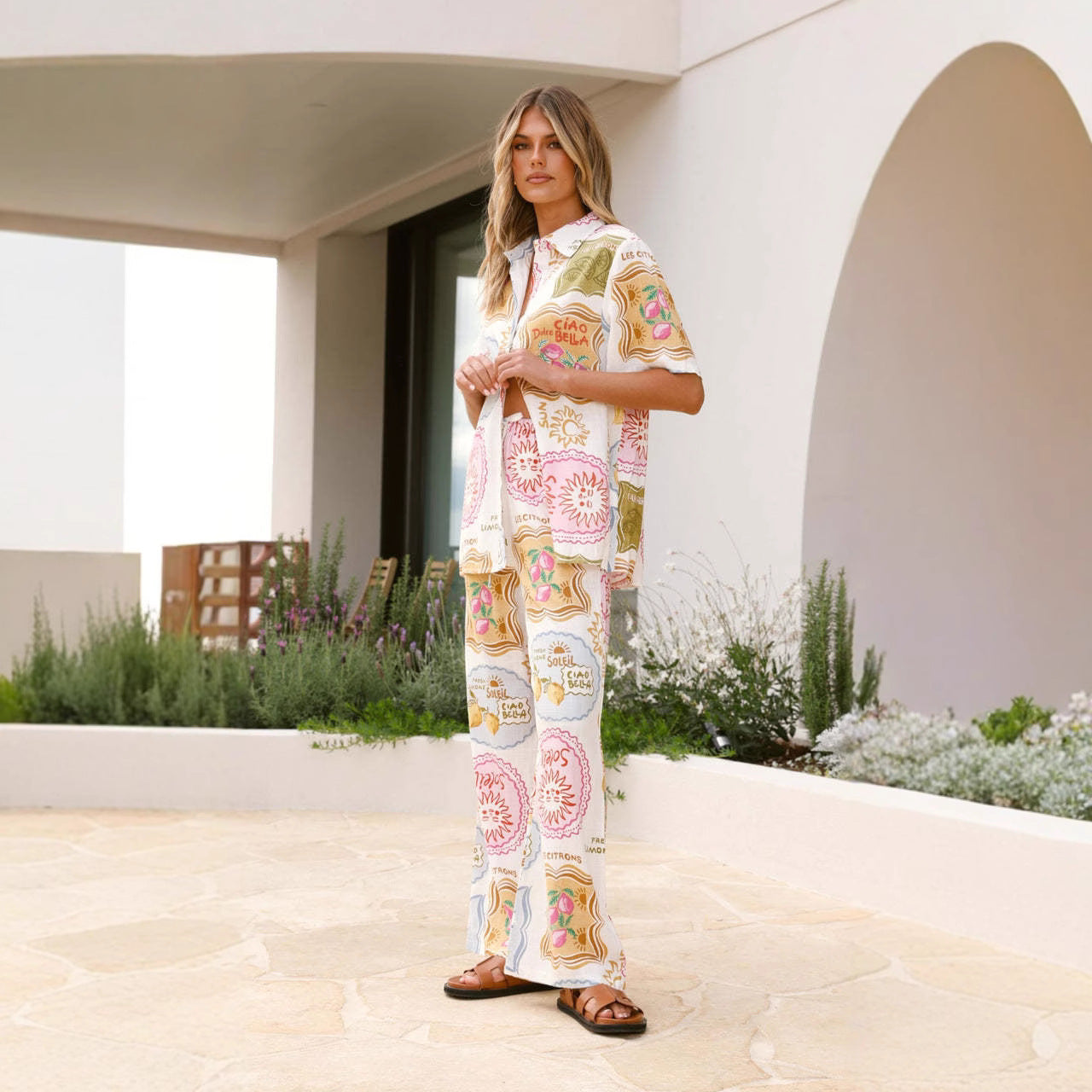 Fashion Personality Linen Sleeve Vacation Leisure Suits