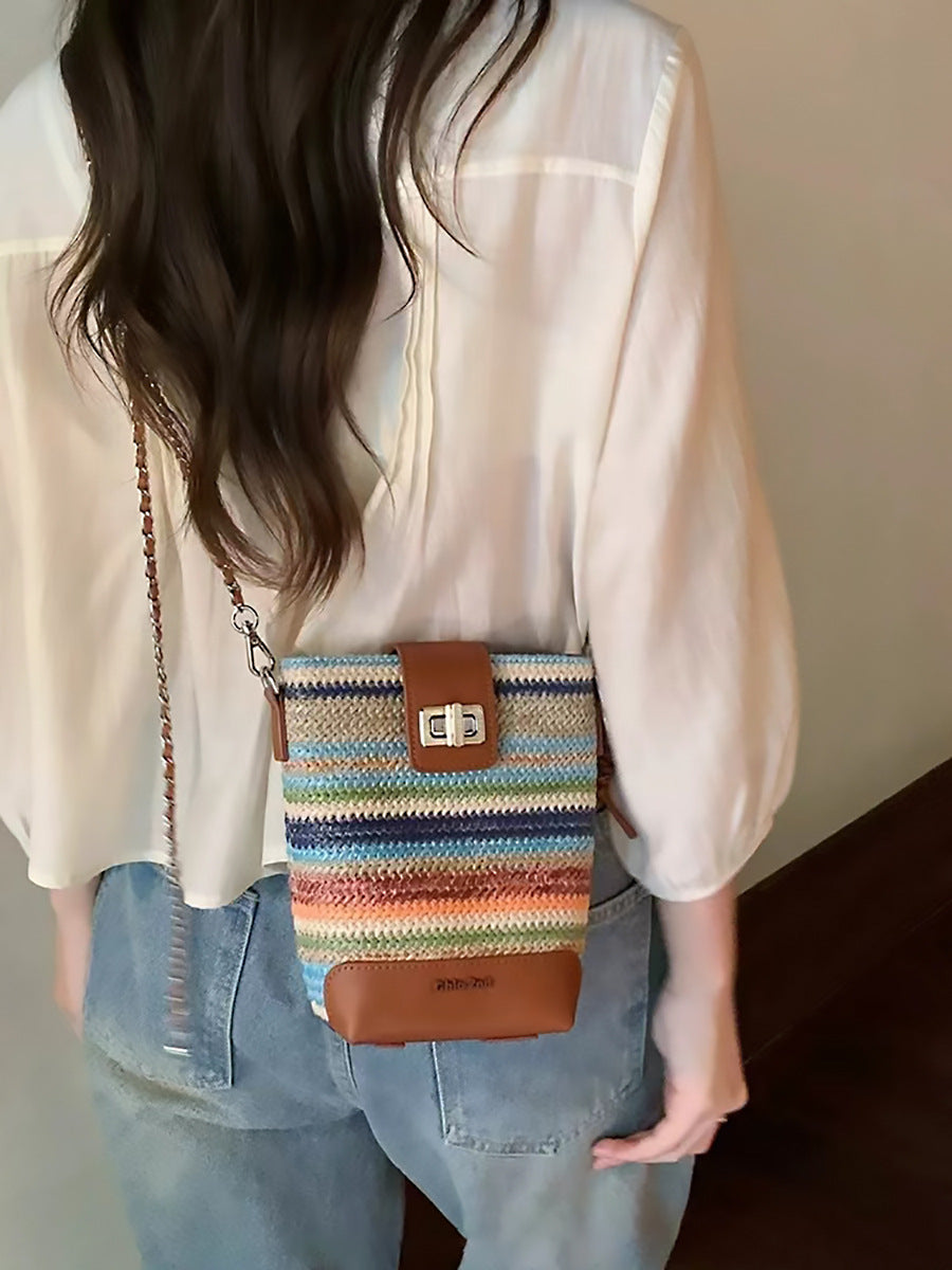 Women's South Style Rainbow Bridge Summer Woven Crossbody Bags
