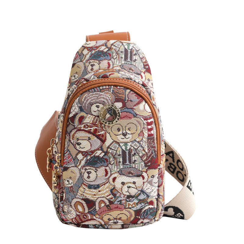 Women's Source Canvas Cartoon Bear Lightweight Waist Packs
