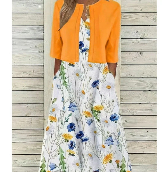 Women's Mature Elegant Long Two-piece Set Dress Dresses