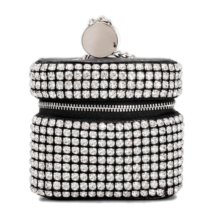 Women's Personalized Shiny Rhinestone Compact Mini Earphone Crossbody Bags