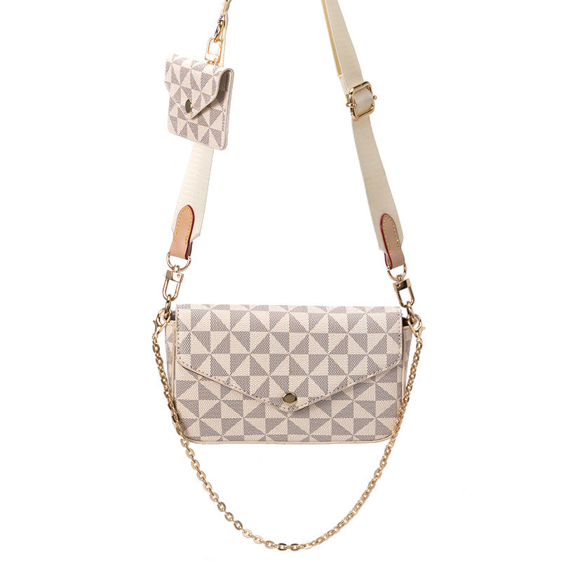 Women's Printed Plaid Chain Fashion Two-piece Crossbody Bags
