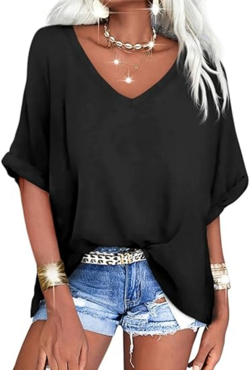 Women's Summer Casual Sleeve Loose T-shirt Blouses