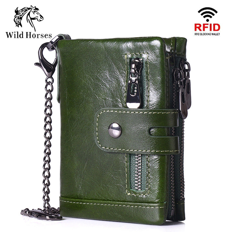 Men's Swiping Vertical Top Layer Oil Wax Men's Wallets