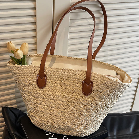 Women's Large Capacity Straw Korean Beach Fashion Shoulder Bags