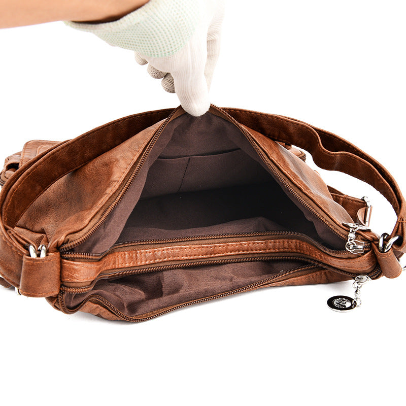 Women's Korean Style Fashionable Mature Soft Leather Shoulder Bags