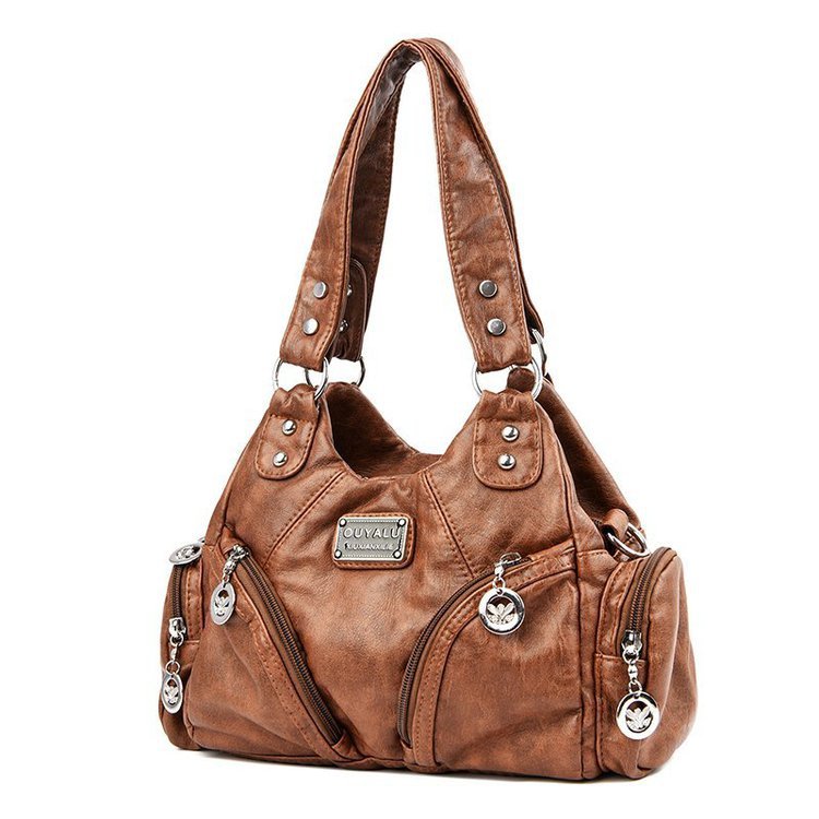 Women's Retro Soft Leather Motorcycle Trendy Quality Shoulder Bags