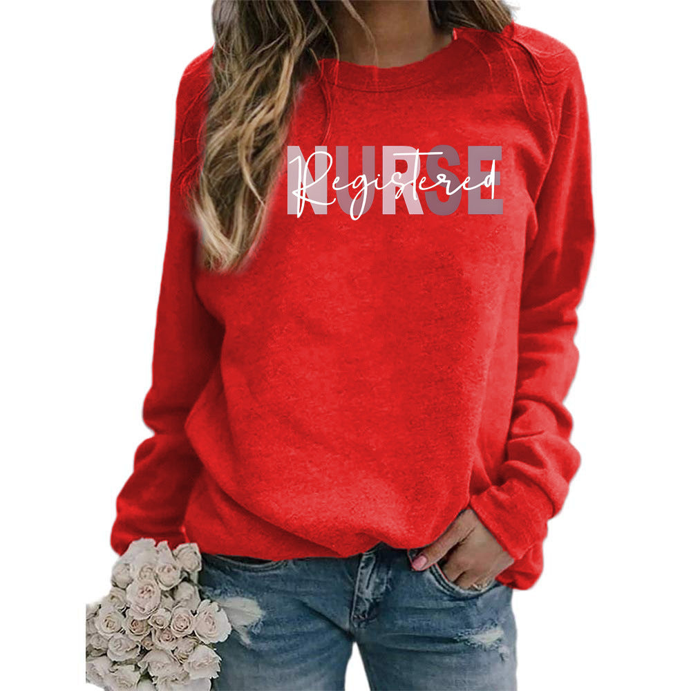 Women's Printed Round Neck Versatile Casual Loose Sweaters