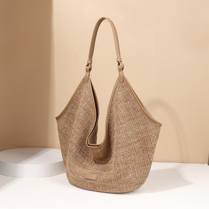 Women's Large Capacity Straw Summer Fashion Knitted Tote Bags