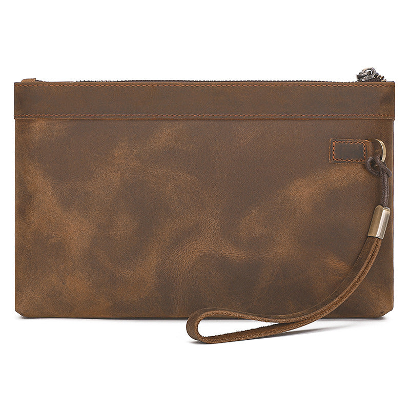 Vintage Clutch Swiping Crazy Horse Leather Men's Wallet