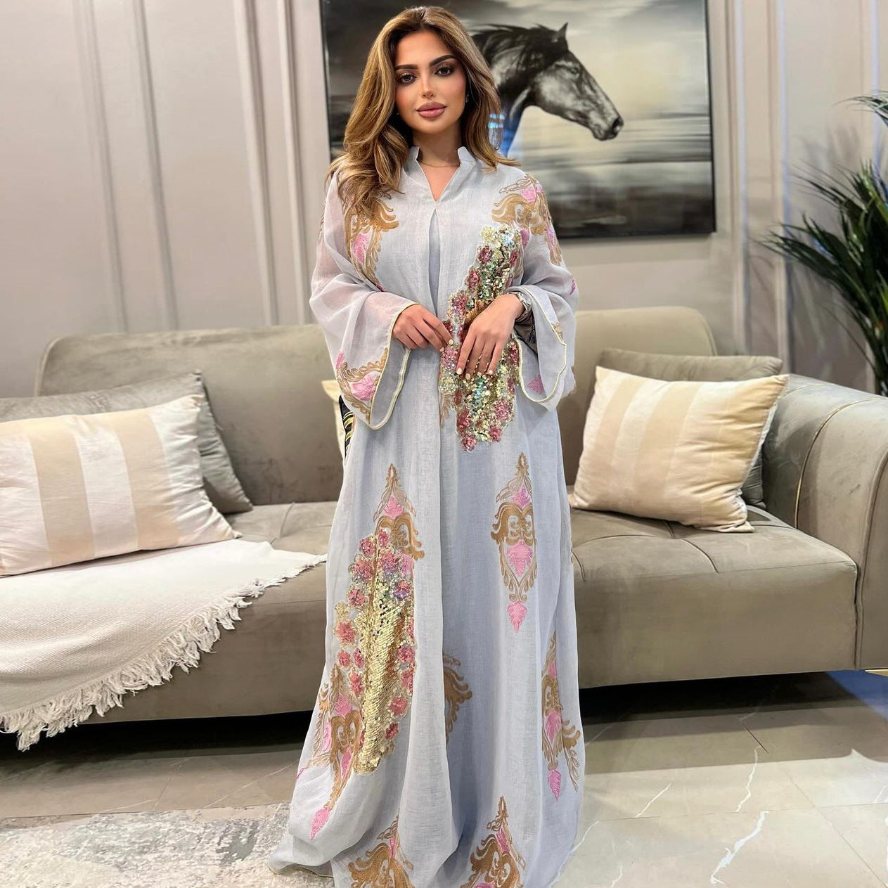 Women's Cool Muslim Dress Sequin Embroider Clothing