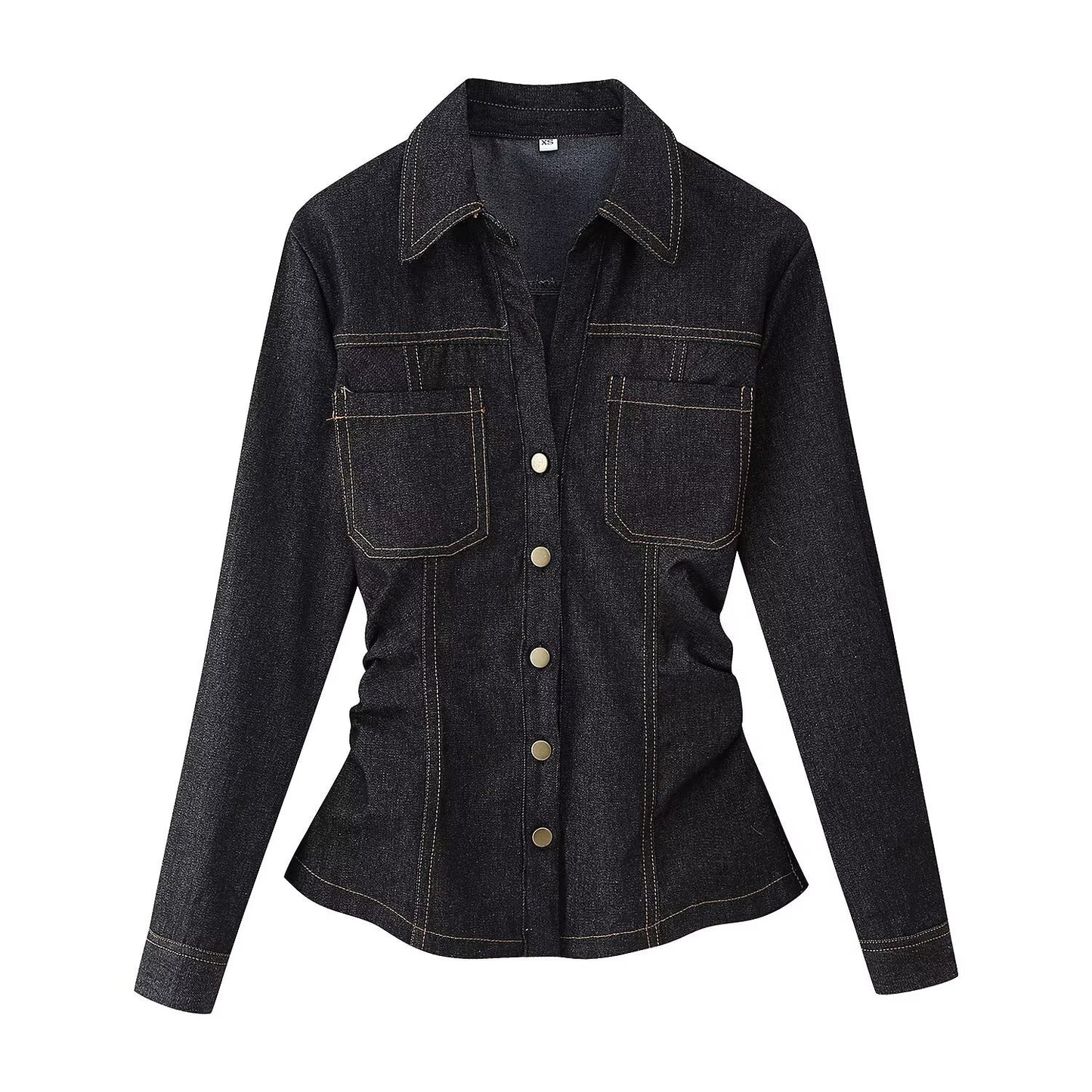 Women's Autumn Simple Denim Long-sleeved Lapel Shirt Suits