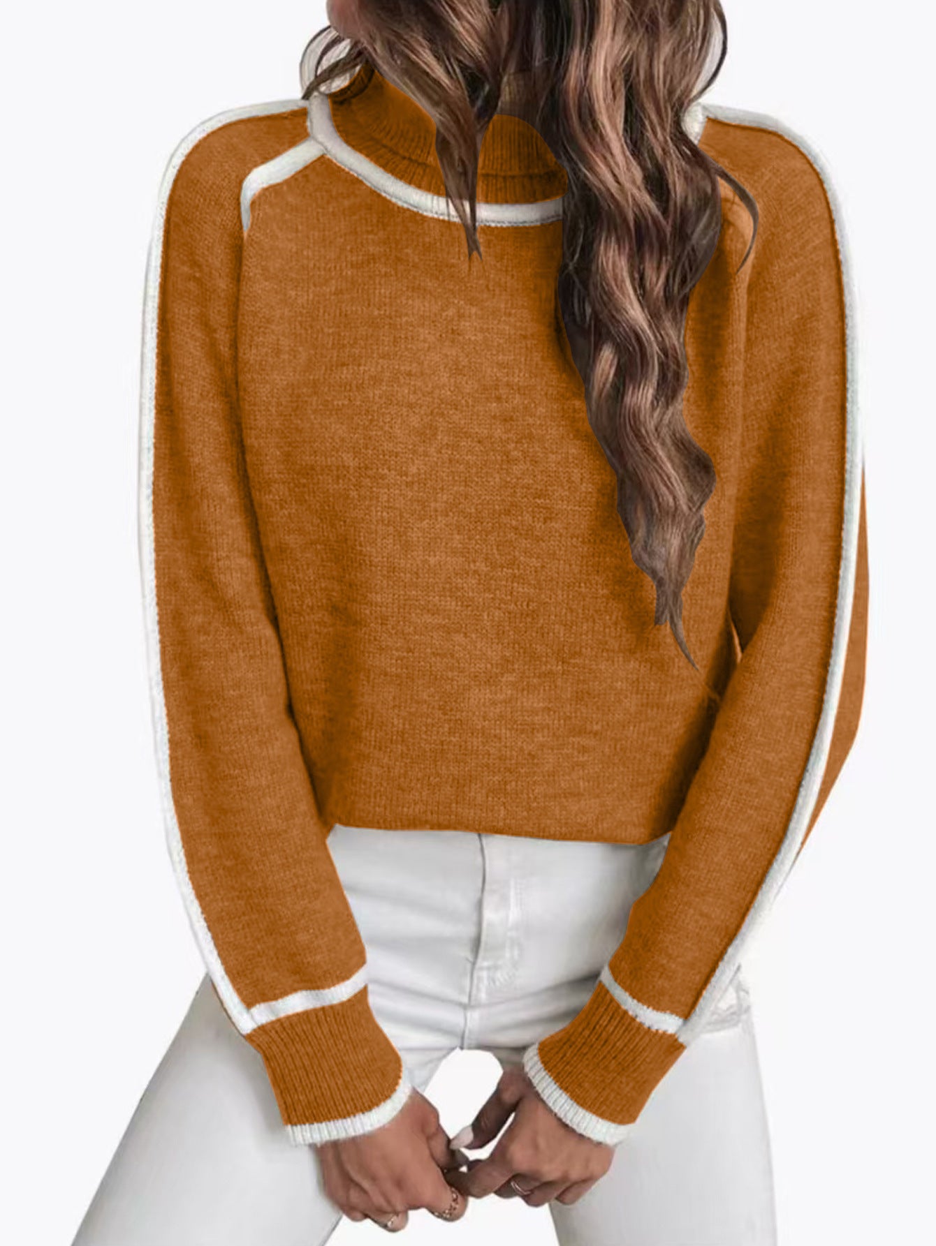 Women's Long-sleeved Pullover Turtleneck Solid Color Loose Sweaters