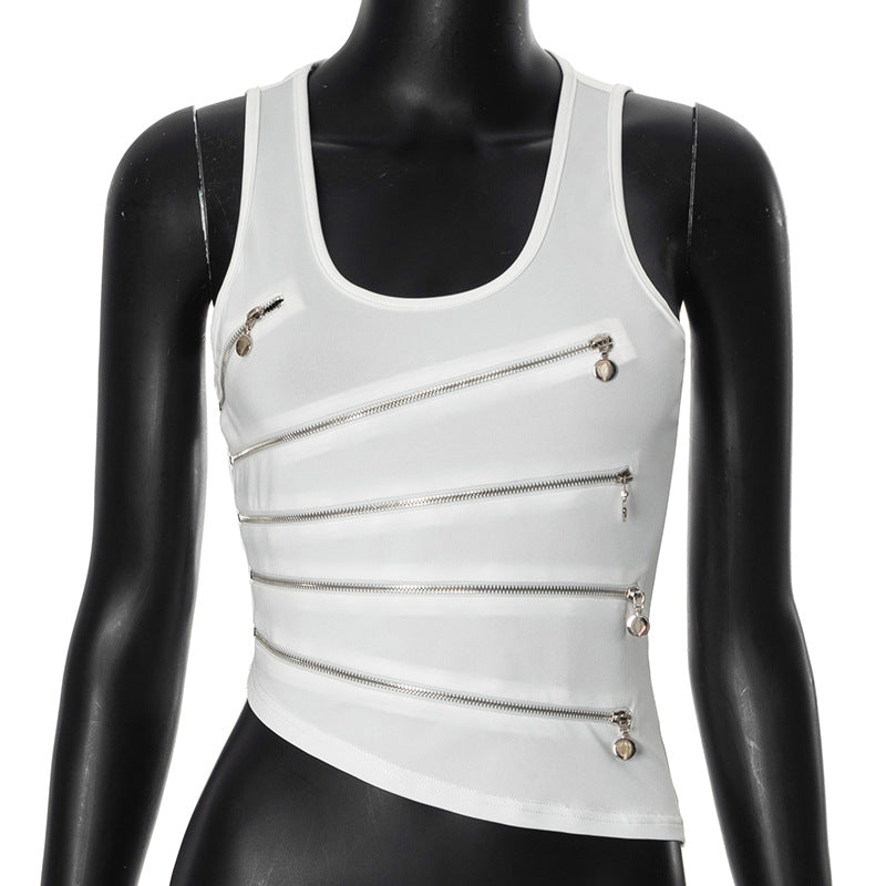 Women's Hot Sexy Cutout Irregular Zipper For Tops