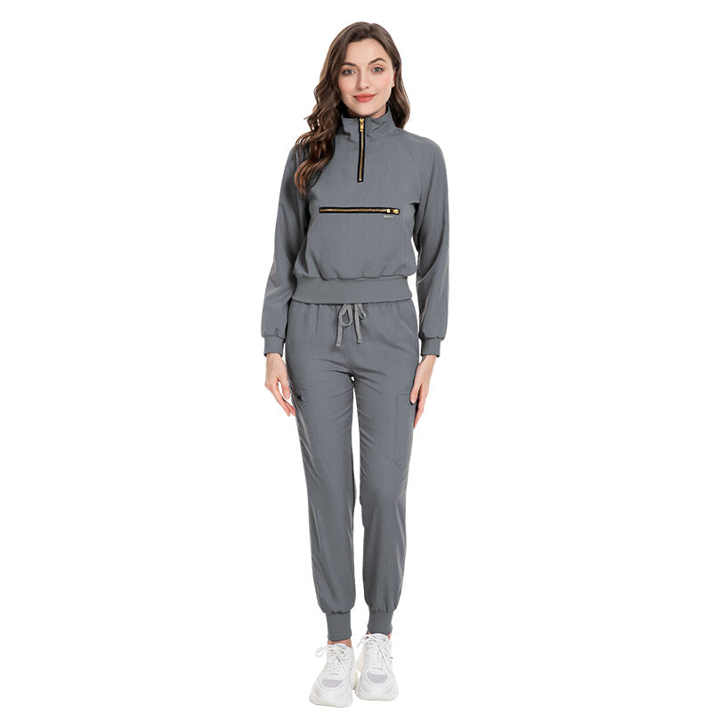Women's & Men's Sleeve Casual Jogging Surgical Gown Split Hospital Suits