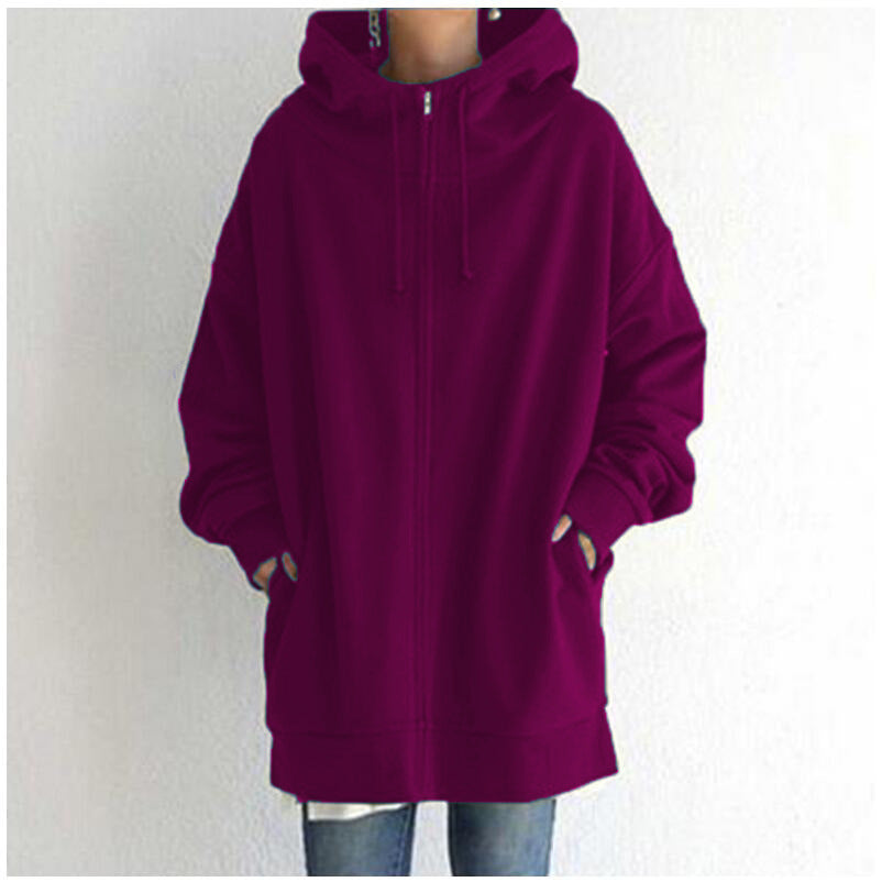 Personality Street Hoodies Zipper Hooded Long Sweaters
