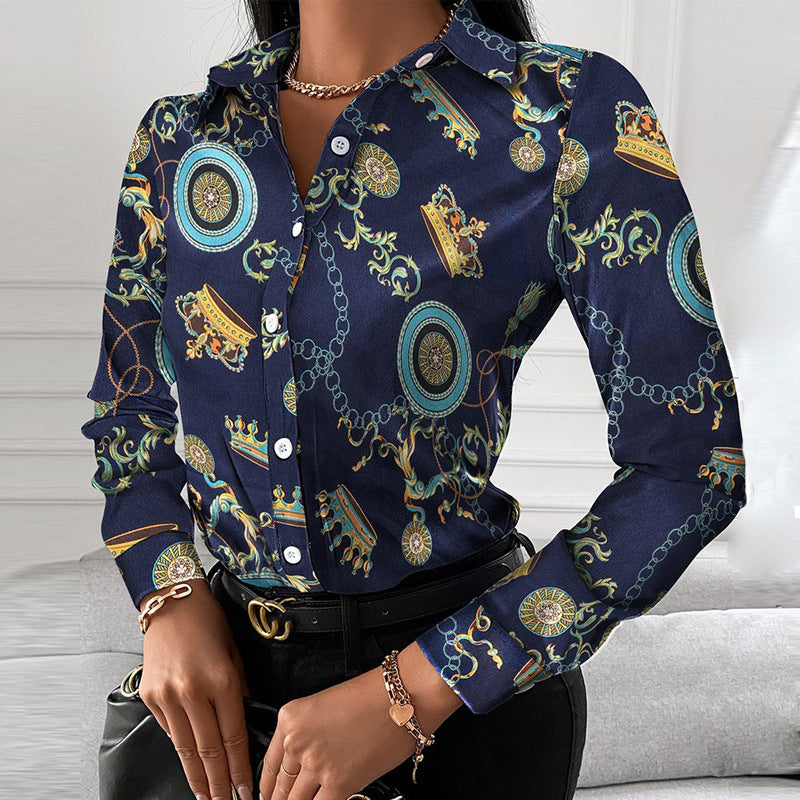 Women's Shirt Long Sleeve Geometric Print Temperament Blouses