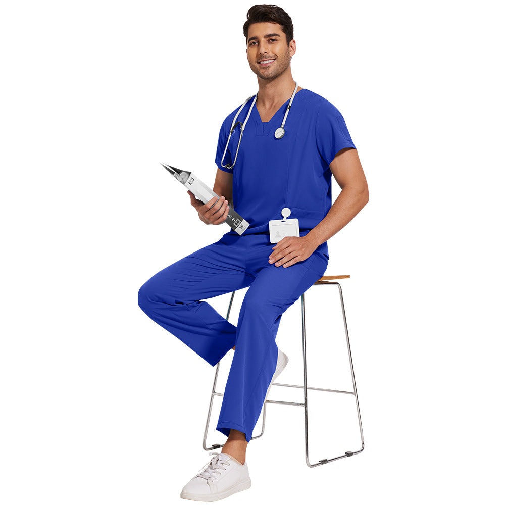 Men's Solid Color Thin Casual Comfortable Short-sleeved Trousers Uniform