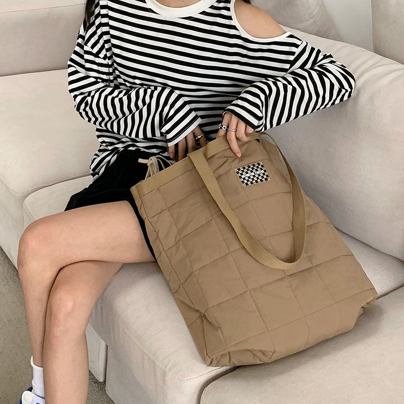 Women's Rhombus Bright Line Bale Of Cotton Shoulder Bags