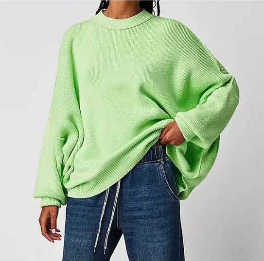 Women's Batwing Long-sleeved Autumn Knitted Side Slit Sweaters