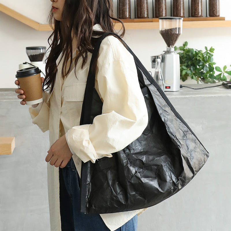 Women's Korean Style Retro Fashion Pleated Kraft Shoulder Bags