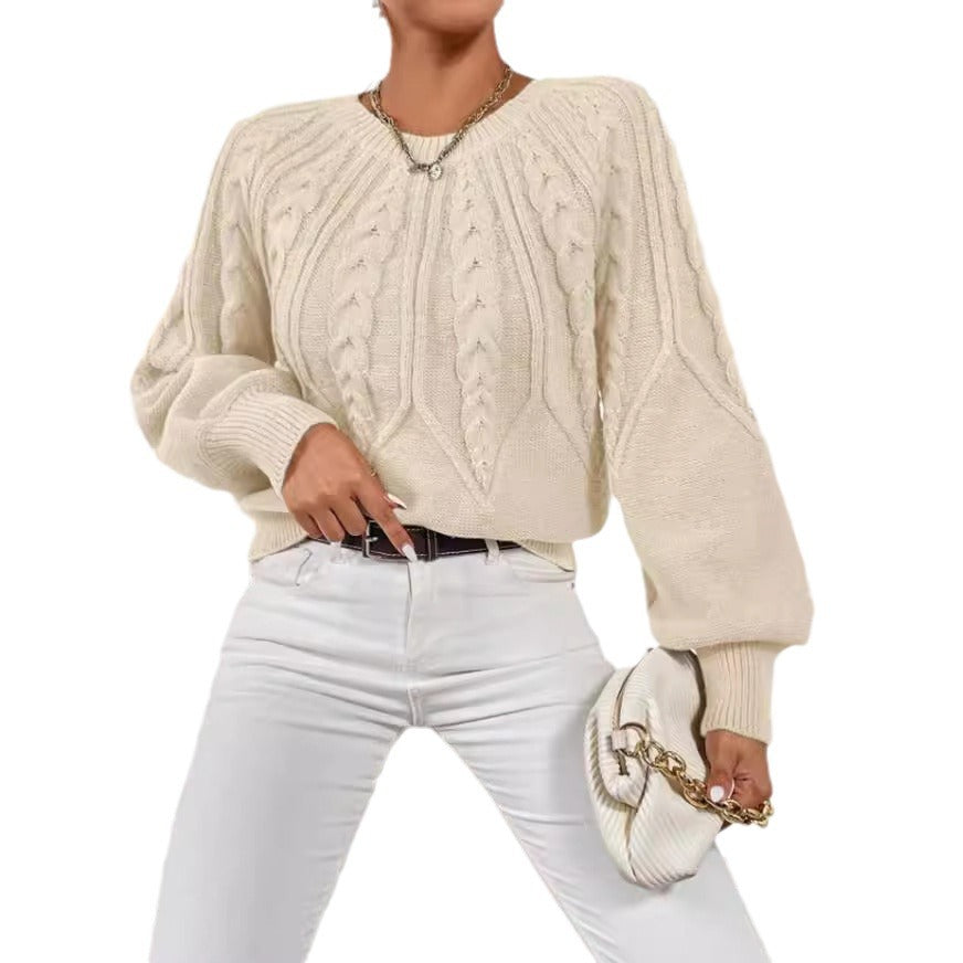 Women's Pullover Round Neck Knitted Long Sleeve Sweaters