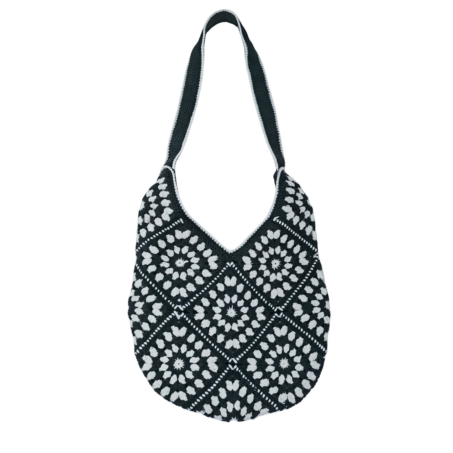 Wool Hollow Out Grandmother Plaid Flower Crossbody Bags