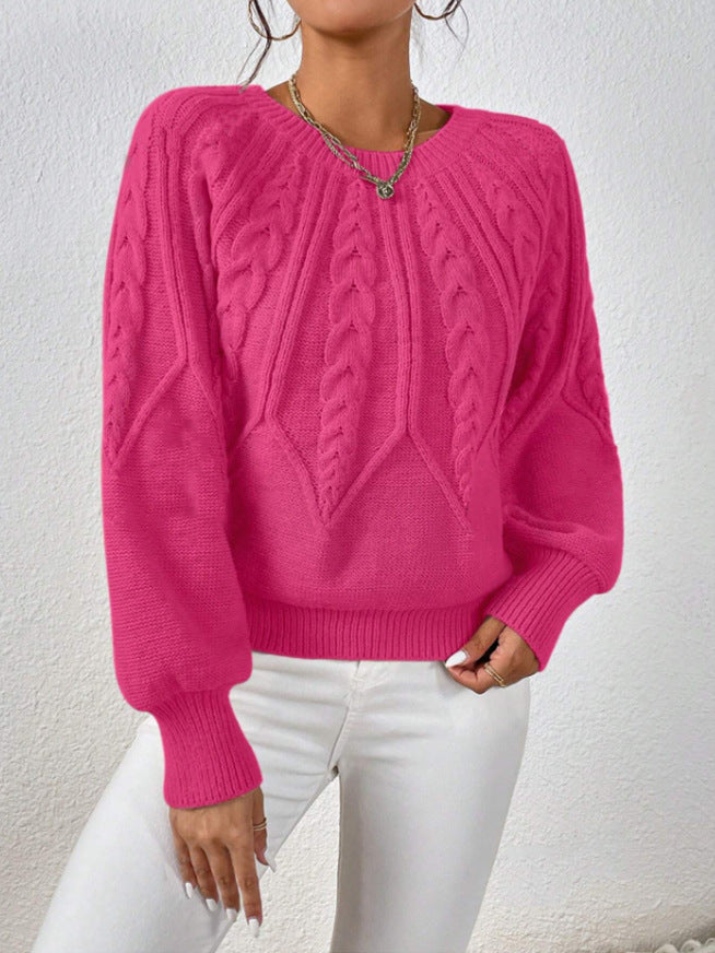 Women's Pullover Round Neck Knitted Long Sleeve Sweaters