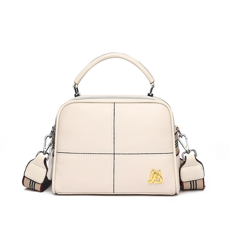 Women's Leather Diamond Embroidery Thread Fashionable Top Shoulder Bags