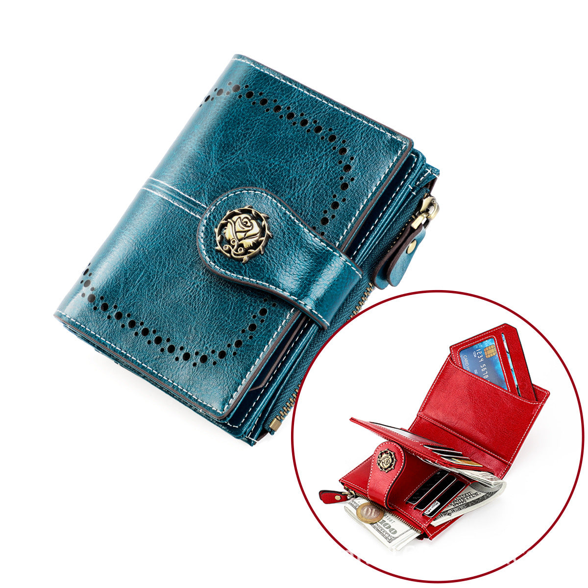 Women's Style Leather Cowhide High-grade Short Ladies Wallets