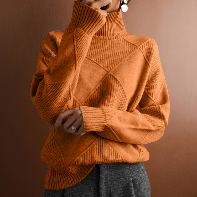 Casual Loose High Collar Warm Solid Sweaters