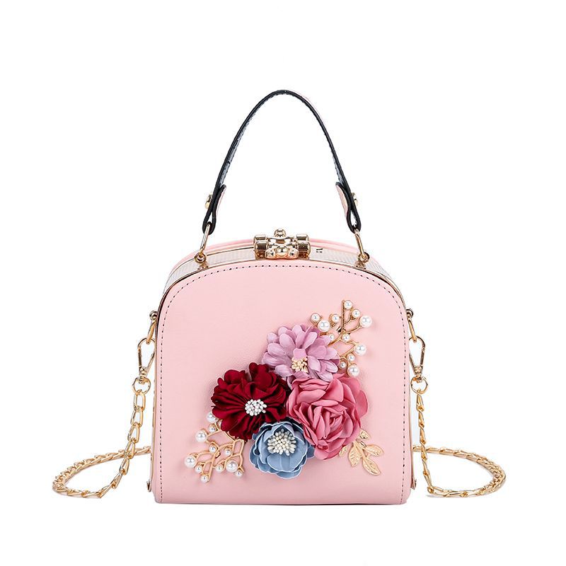 Women's Korean Style Pearl Flower Dinner Clutch Shoulder Bags